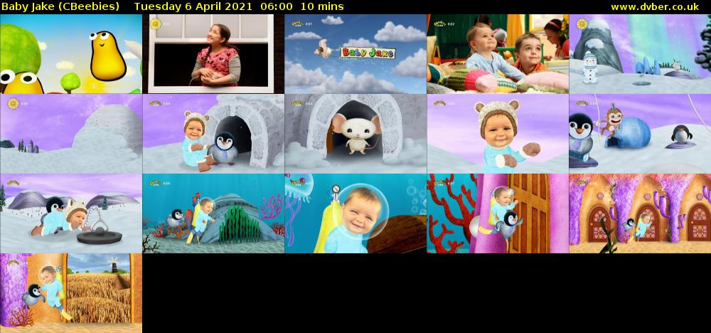 Baby Jake (CBeebies) Tuesday 6 April 2021 06:00 - 06:10