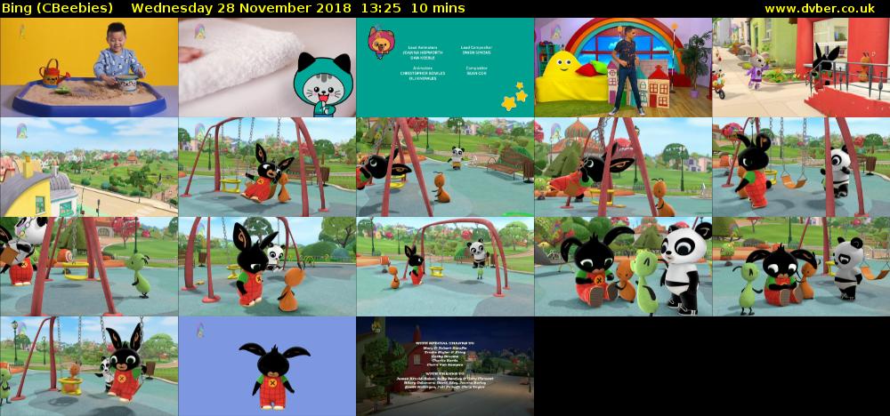 Bing (CBeebies) Wednesday 28 November 2018 13:25 - 13:35