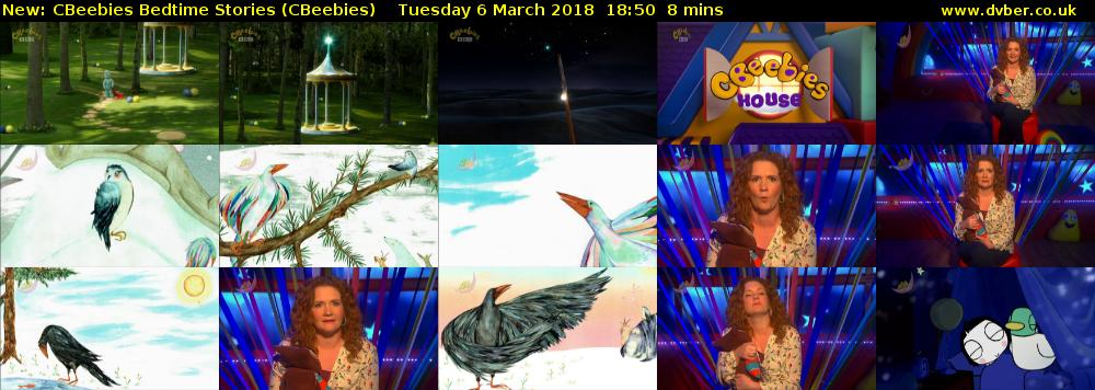 CBeebies Bedtime Stories (CBeebies) Tuesday 6 March 2018 18:50 - 18:58