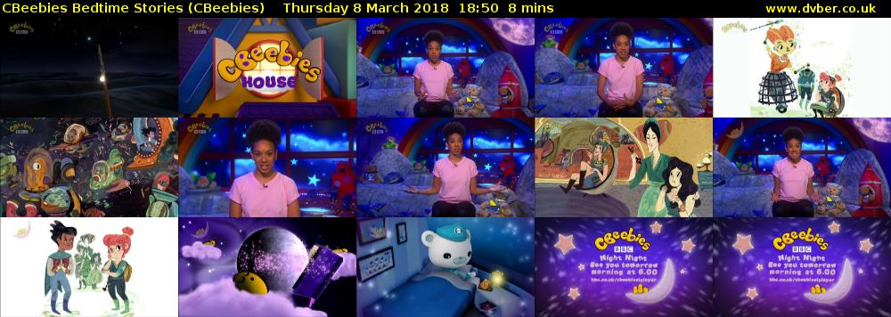 CBeebies Bedtime Stories (CBeebies) Thursday 8 March 2018 18:50 - 18:58