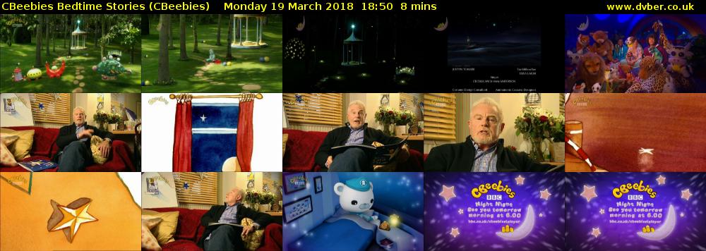 CBeebies Bedtime Stories (CBeebies) Monday 19 March 2018 18:50 - 18:58