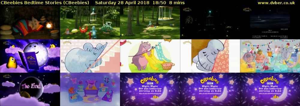 CBeebies Bedtime Stories (CBeebies) Saturday 28 April 2018 18:50 - 18:58