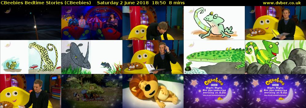 CBeebies Bedtime Stories (CBeebies) Saturday 2 June 2018 18:50 - 18:58