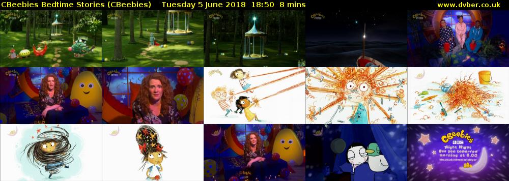CBeebies Bedtime Stories (CBeebies) Tuesday 5 June 2018 18:50 - 18:58