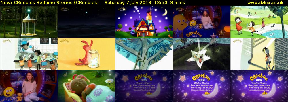 CBeebies Bedtime Stories (CBeebies) Saturday 7 July 2018 18:50 - 18:58