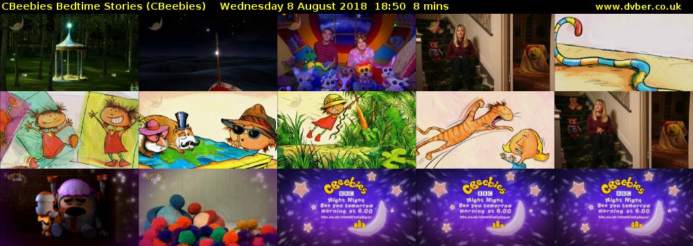 CBeebies Bedtime Stories (CBeebies) Wednesday 8 August 2018 18:50 - 18:58