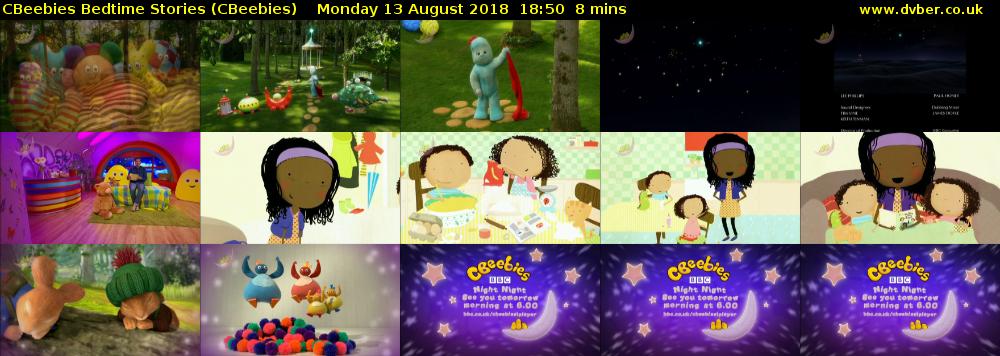 CBeebies Bedtime Stories (CBeebies) Monday 13 August 2018 18:50 - 18:58