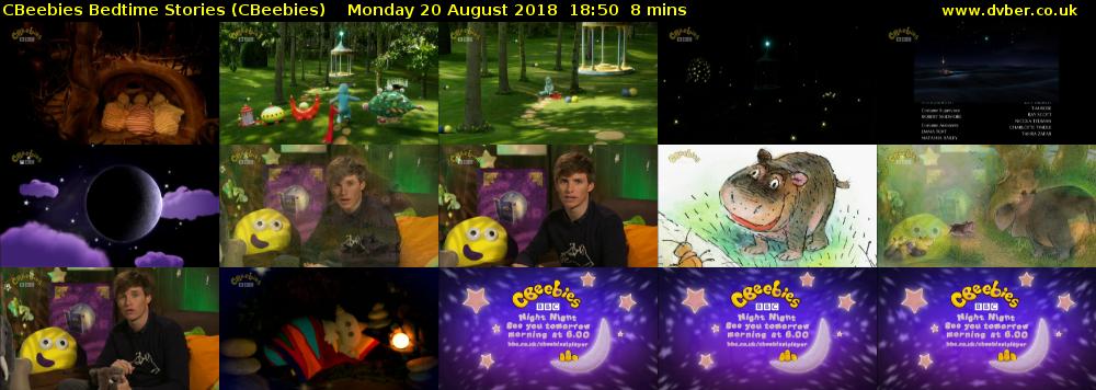 CBeebies Bedtime Stories (CBeebies) Monday 20 August 2018 18:50 - 18:58