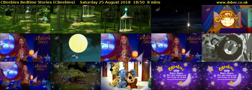 CBeebies Bedtime Stories (CBeebies) Saturday 25 August 2018 18:50 - 18:58