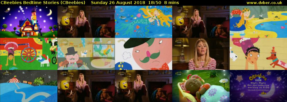 CBeebies Bedtime Stories (CBeebies) Sunday 26 August 2018 18:50 - 18:58