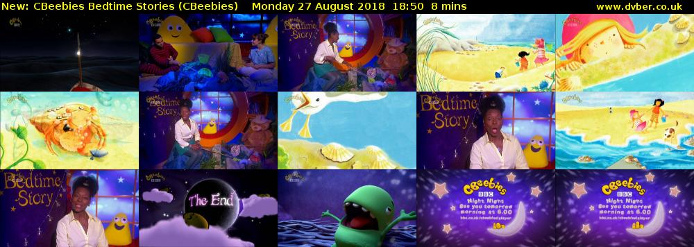 CBeebies Bedtime Stories (CBeebies) Monday 27 August 2018 18:50 - 18:58