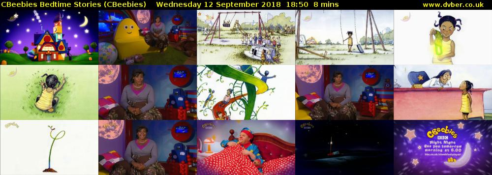 CBeebies Bedtime Stories (CBeebies) Wednesday 12 September 2018 18:50 - 18:58