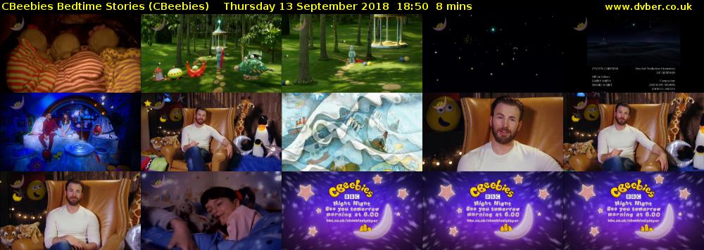 CBeebies Bedtime Stories (CBeebies) Thursday 13 September 2018 18:50 - 18:58