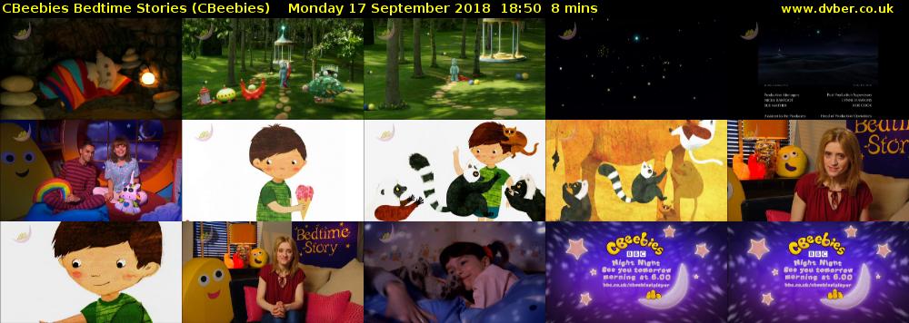 CBeebies Bedtime Stories (CBeebies) Monday 17 September 2018 18:50 - 18:58