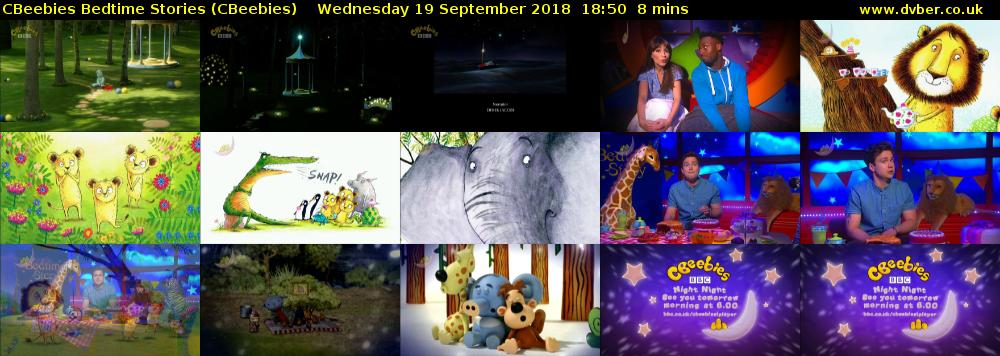 CBeebies Bedtime Stories (CBeebies) Wednesday 19 September 2018 18:50 - 18:58