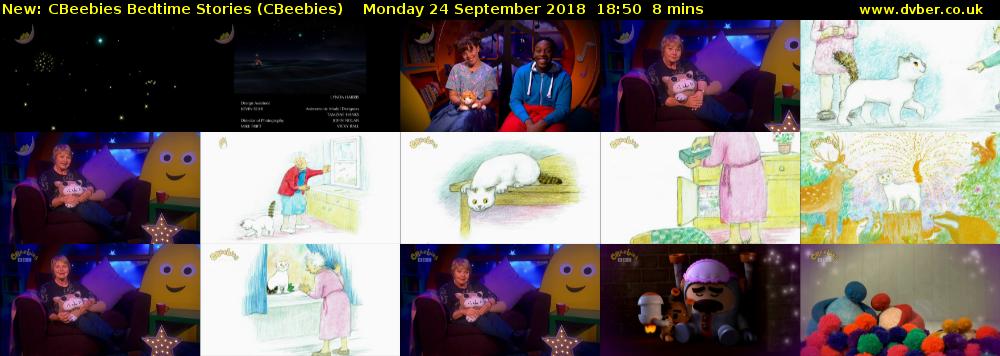 CBeebies Bedtime Stories (CBeebies) Monday 24 September 2018 18:50 - 18:58