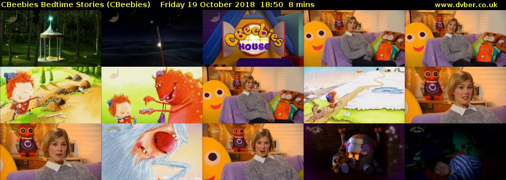 CBeebies Bedtime Stories (CBeebies) Friday 19 October 2018 18:50 - 18:58