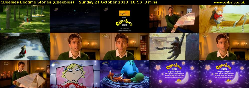 CBeebies Bedtime Stories (CBeebies) Sunday 21 October 2018 18:50 - 18:58