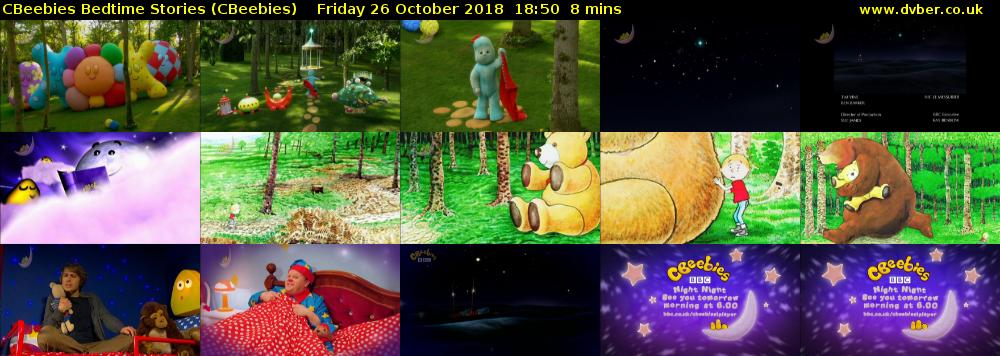 CBeebies Bedtime Stories (CBeebies) Friday 26 October 2018 18:50 - 18:58