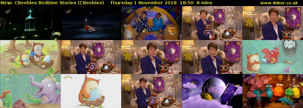 CBeebies Bedtime Stories (CBeebies) Thursday 1 November 2018 18:50 - 18:58