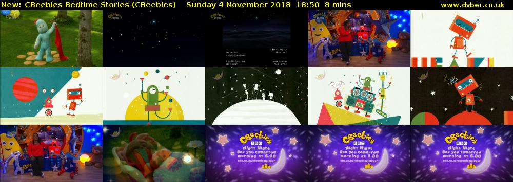 CBeebies Bedtime Stories (CBeebies) Sunday 4 November 2018 18:50 - 18:58