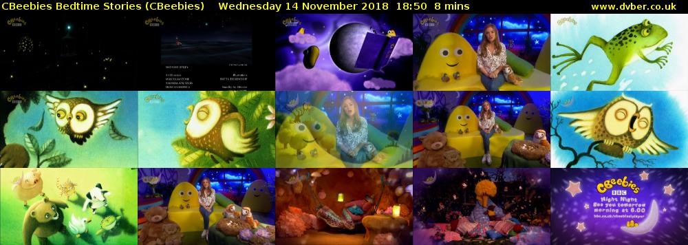 CBeebies Bedtime Stories (CBeebies) Wednesday 14 November 2018 18:50 - 18:58
