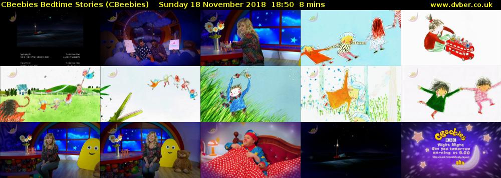 CBeebies Bedtime Stories (CBeebies) Sunday 18 November 2018 18:50 - 18:58