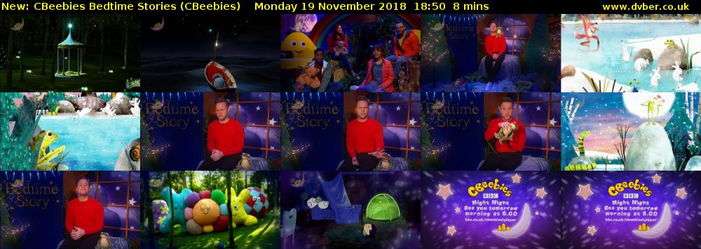 CBeebies Bedtime Stories (CBeebies) Monday 19 November 2018 18:50 - 18:58