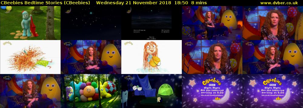 CBeebies Bedtime Stories (CBeebies) Wednesday 21 November 2018 18:50 - 18:58