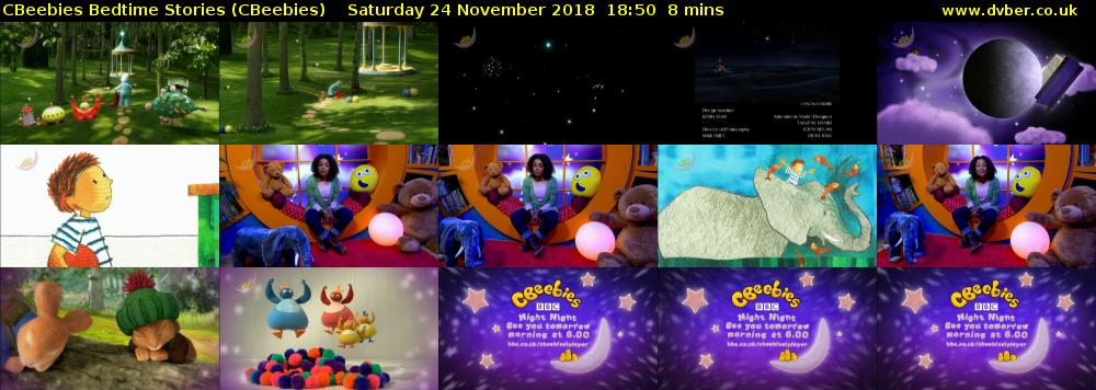 CBeebies Bedtime Stories (CBeebies) Saturday 24 November 2018 18:50 - 18:58