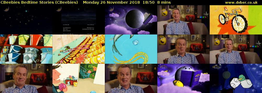 CBeebies Bedtime Stories (CBeebies) Monday 26 November 2018 18:50 - 18:58