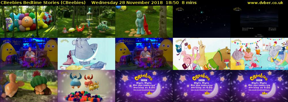 CBeebies Bedtime Stories (CBeebies) Wednesday 28 November 2018 18:50 - 18:58