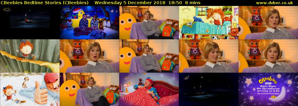 CBeebies Bedtime Stories (CBeebies) Wednesday 5 December 2018 18:50 - 18:58
