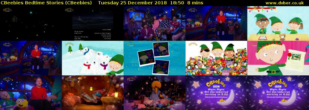 CBeebies Bedtime Stories (CBeebies) Tuesday 25 December 2018 18:50 - 18:58
