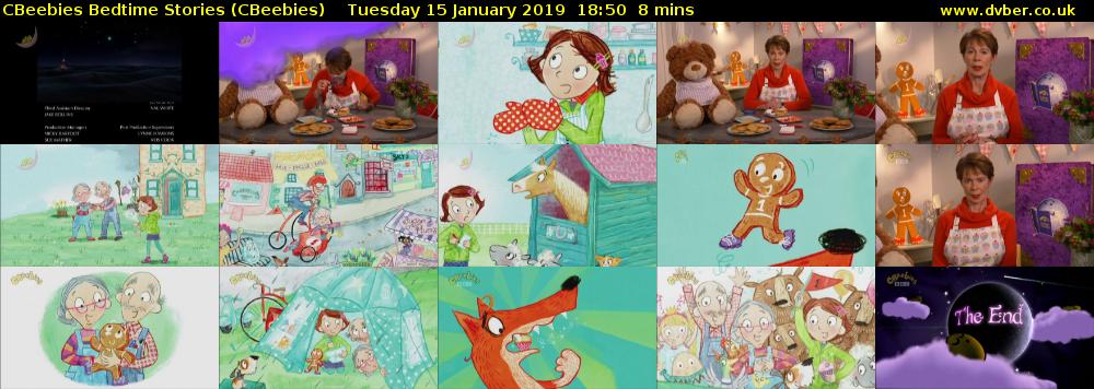 CBeebies Bedtime Stories (CBeebies) Tuesday 15 January 2019 18:50 - 18:58