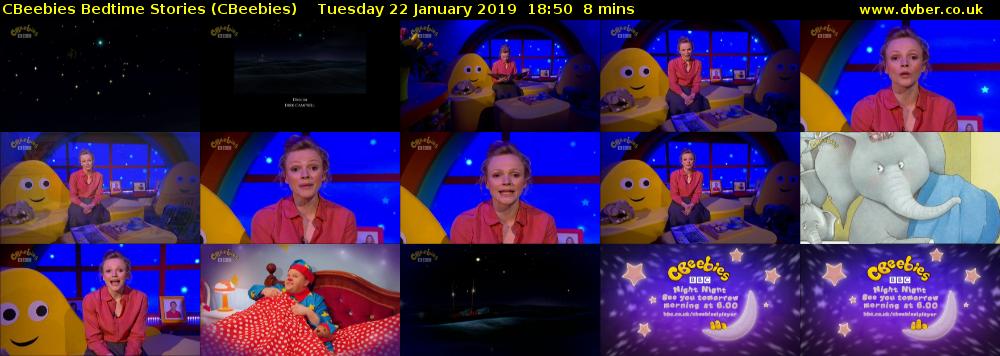 CBeebies Bedtime Stories (CBeebies) Tuesday 22 January 2019 18:50 - 18:58