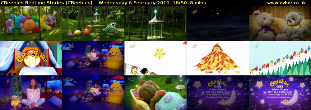 CBeebies Bedtime Stories (CBeebies) Wednesday 6 February 2019 18:50 - 18:58