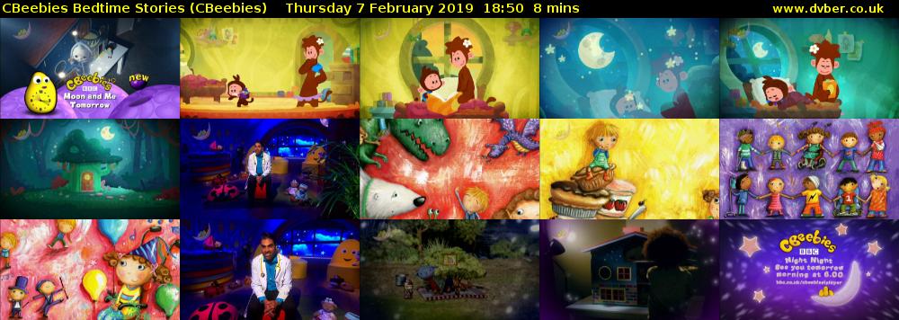 CBeebies Bedtime Stories (CBeebies) Thursday 7 February 2019 18:50 - 18:58