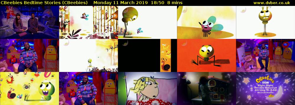CBeebies Bedtime Stories (CBeebies) Monday 11 March 2019 18:50 - 18:58