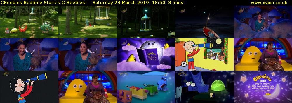 CBeebies Bedtime Stories (CBeebies) Saturday 23 March 2019 18:50 - 18:58