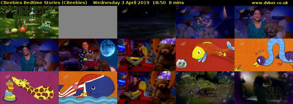 CBeebies Bedtime Stories (CBeebies) Wednesday 3 April 2019 18:50 - 18:58
