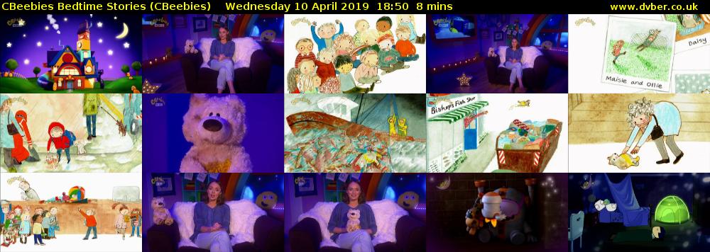 CBeebies Bedtime Stories (CBeebies) Wednesday 10 April 2019 18:50 - 18:58
