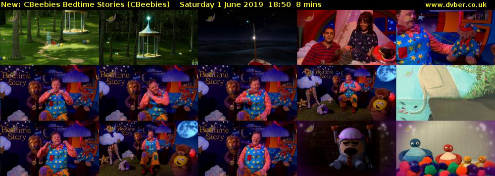 CBeebies Bedtime Stories (CBeebies) Saturday 1 June 2019 18:50 - 18:58