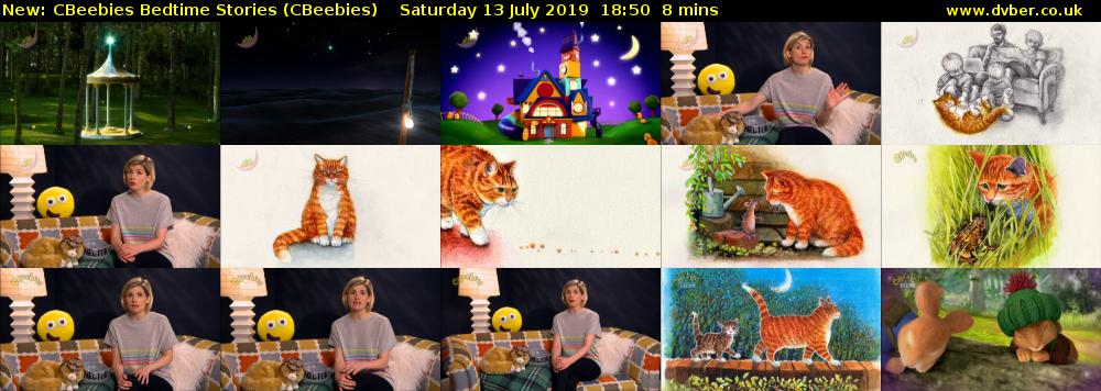 CBeebies Bedtime Stories (CBeebies) Saturday 13 July 2019 18:50 - 18:58