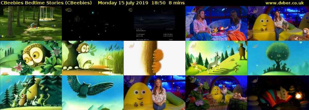 CBeebies Bedtime Stories (CBeebies) Monday 15 July 2019 18:50 - 18:58
