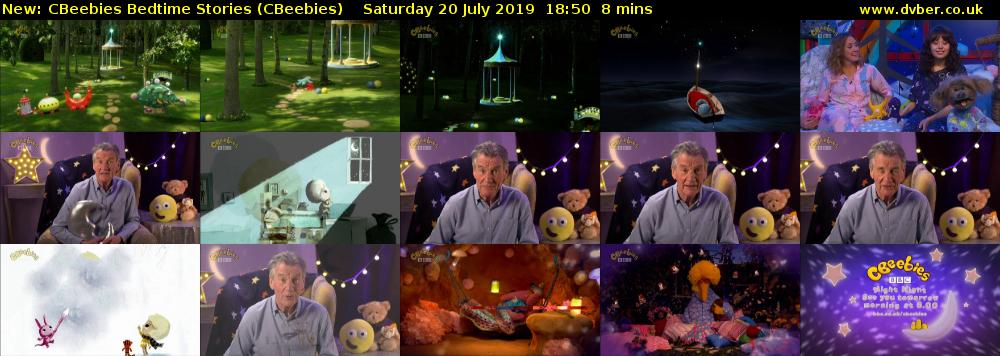 CBeebies Bedtime Stories (CBeebies) Saturday 20 July 2019 18:50 - 18:58