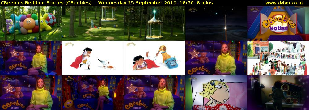 CBeebies Bedtime Stories (CBeebies) Wednesday 25 September 2019 18:50 - 18:58