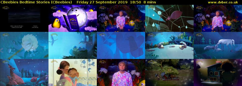 CBeebies Bedtime Stories (CBeebies) Friday 27 September 2019 18:50 - 18:58
