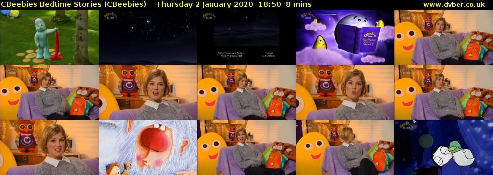 CBeebies Bedtime Stories (CBeebies) Thursday 2 January 2020 18:50 - 18:58