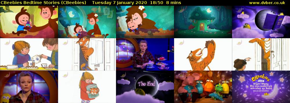 CBeebies Bedtime Stories (CBeebies) Tuesday 7 January 2020 18:50 - 18:58